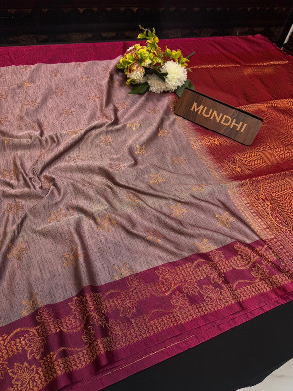 Slub Silk Saree with Zari Work for Weddings