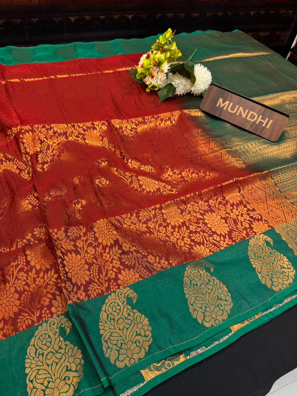 Shop the Pugazhini Soft Silk Saree with elegant zari work