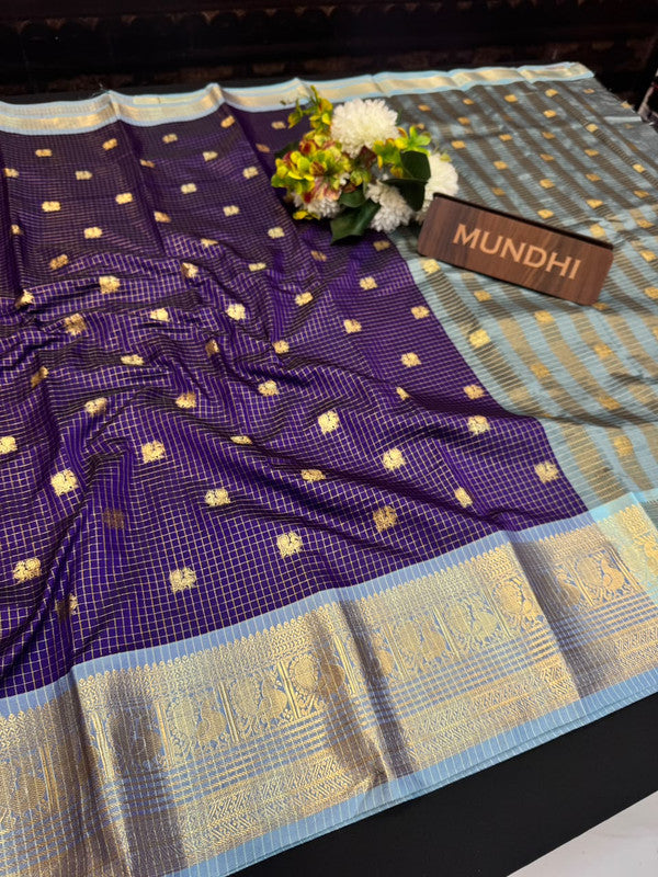 Banarasi Checked Saree in Banarasi fabric for wedding wear
