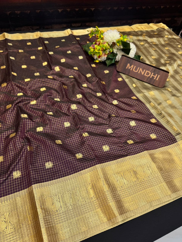 Banarasi Checked Saree in Banarasi fabric for wedding wear