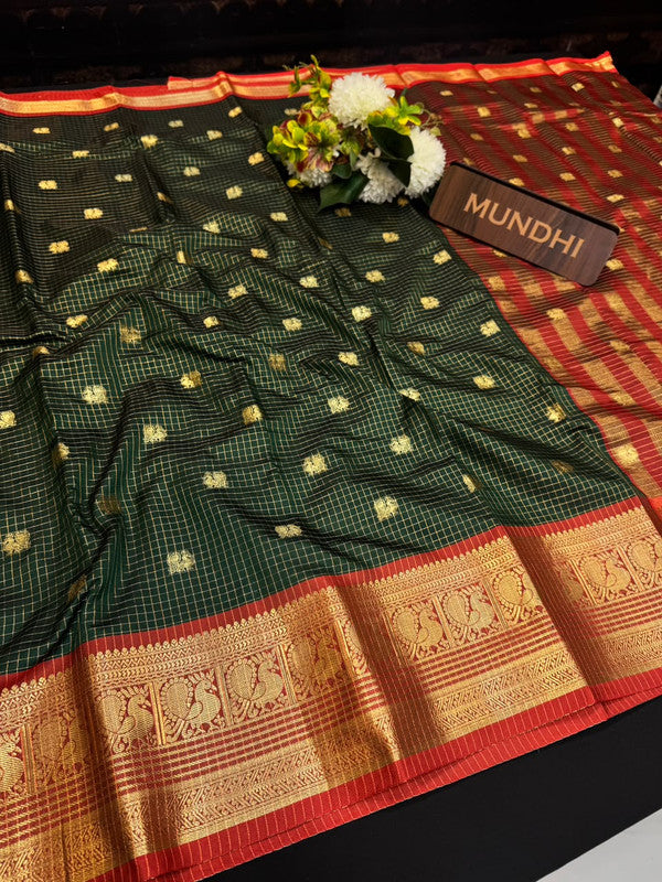 Banarasi Checked Saree in Banarasi fabric for wedding wear