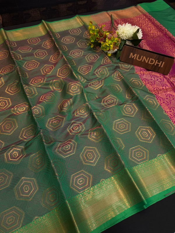 Experience the perfect balance of luxury and tradition with the New Celebrity Tissue Zari Saree.