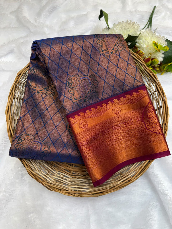 Premium semi silk saree with elegant Zari work