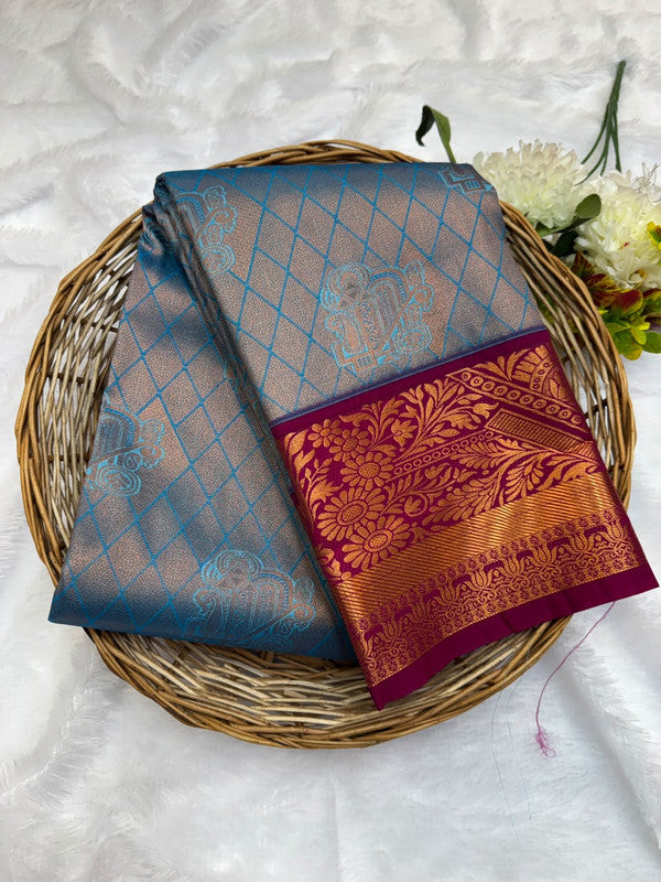 Premium semi silk saree with elegant Zari work