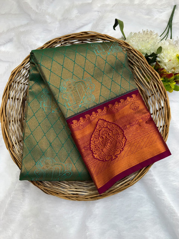 Premium semi silk saree with elegant Zari work