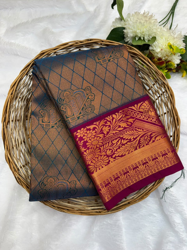 Premium semi silk saree with elegant Zari work