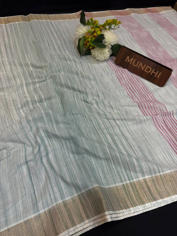 Dorothy cotton saree with zari and plain design