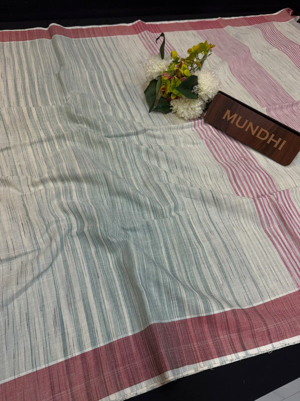 Dorothy cotton saree with zari and plain design