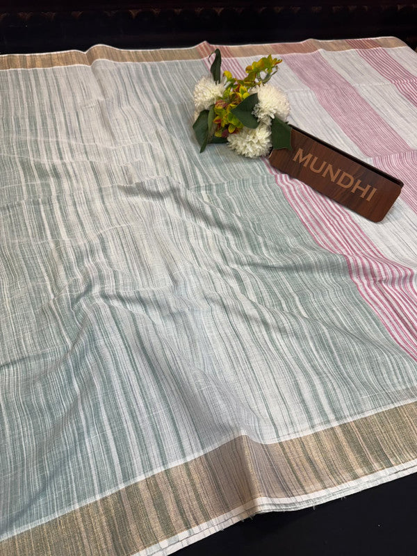 Dorothy cotton saree with zari and plain design