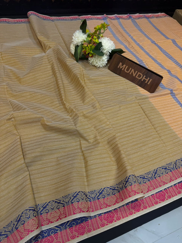 Dorothy cotton saree with zari and plain design