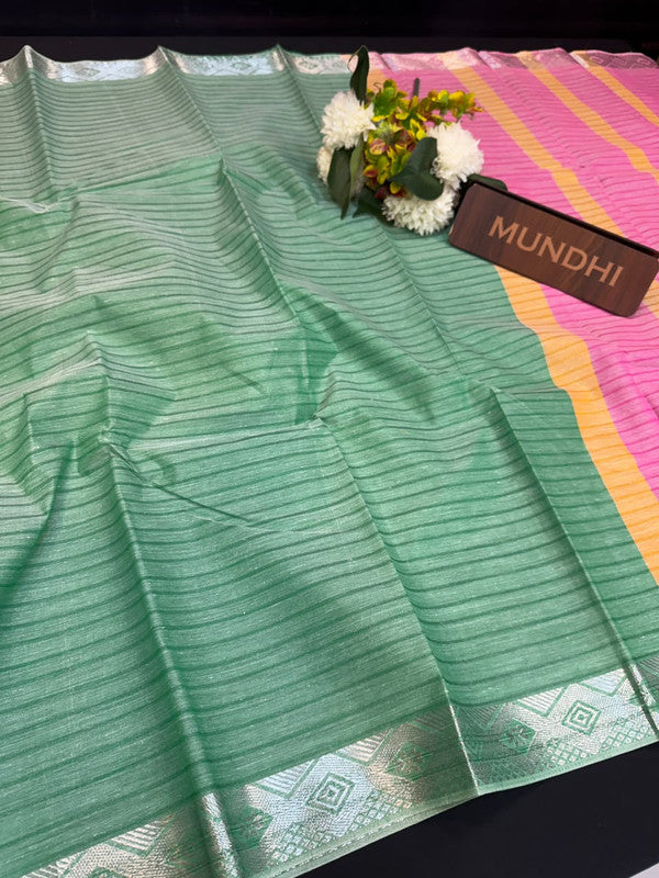 Dorothy cotton saree with zari and plain design