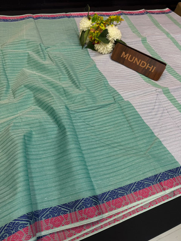 Dorothy cotton saree with zari and plain design