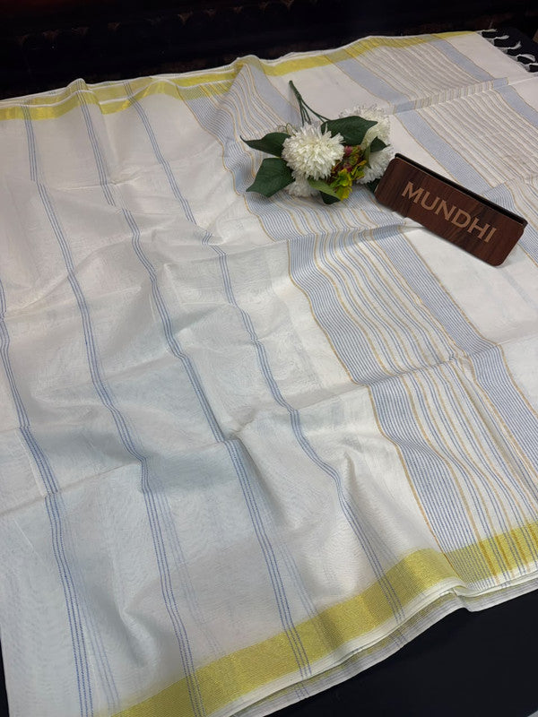 Dorothy cotton saree with zari and plain design