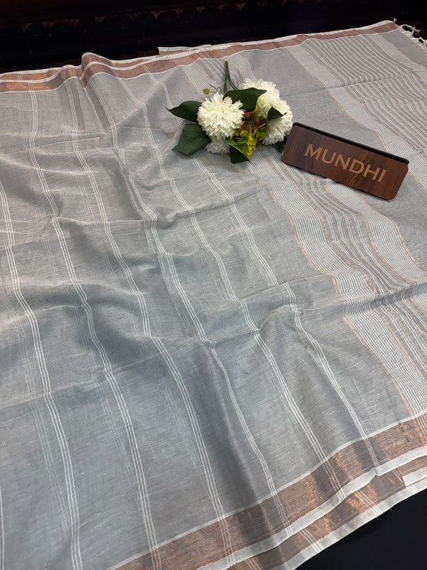Dorothy cotton saree with zari and plain design