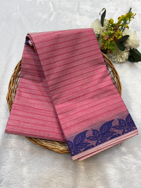 Dorothy cotton saree with zari and plain design