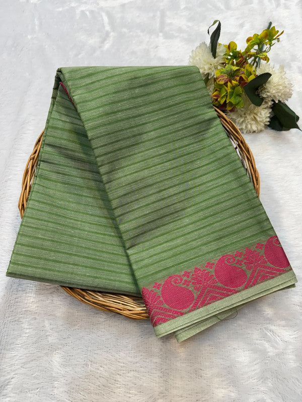 Dorothy cotton saree with zari and plain design