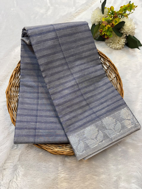 Dorothy cotton saree with zari and plain design