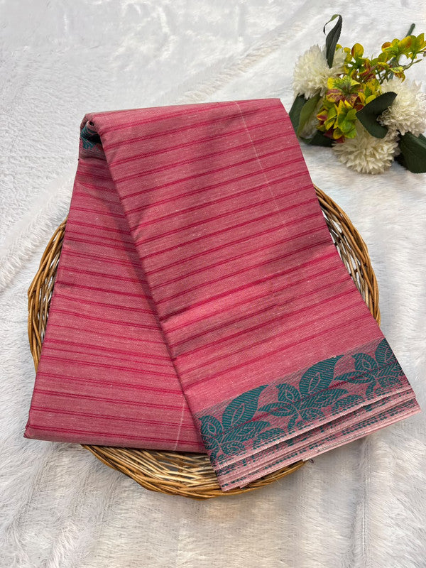 Dorothy cotton saree with zari and plain design