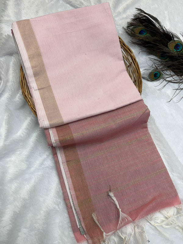 Dorothy cotton saree with zari and plain design