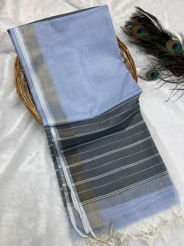 Dorothy cotton saree with zari and plain design