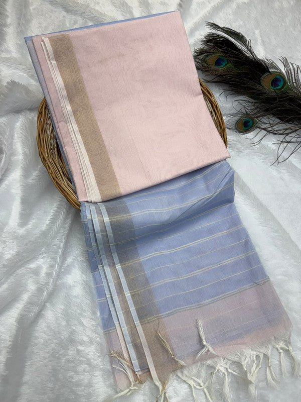 Dorothy cotton saree with zari and plain design