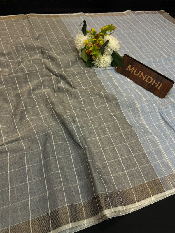 Dorothy cotton saree with zari and plain design
