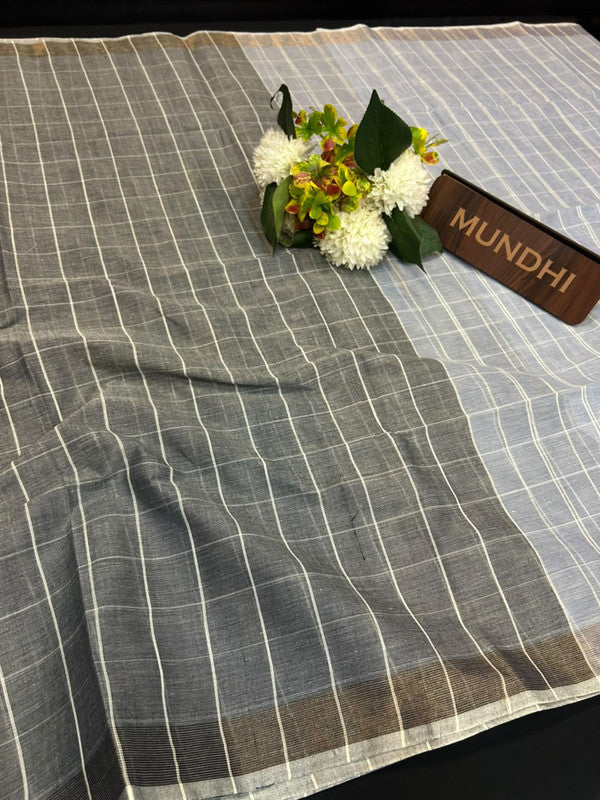 Dorothy cotton saree with zari and plain design