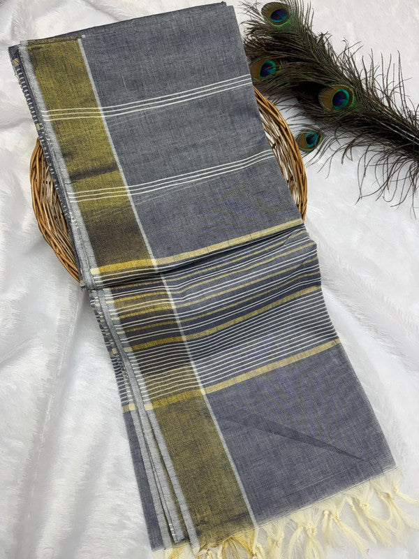 Dorothy cotton saree with zari and plain design