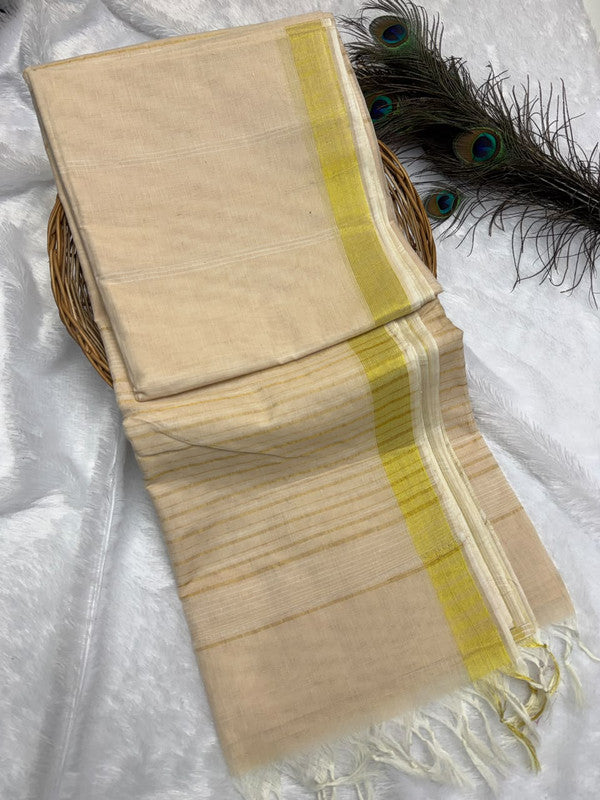 Dorothy cotton saree with zari and plain design