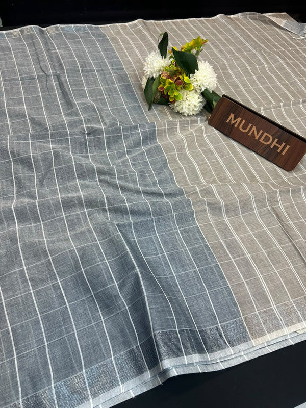 Dorothy cotton saree with zari and plain design