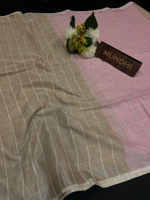 Dorothy cotton saree with zari and plain design