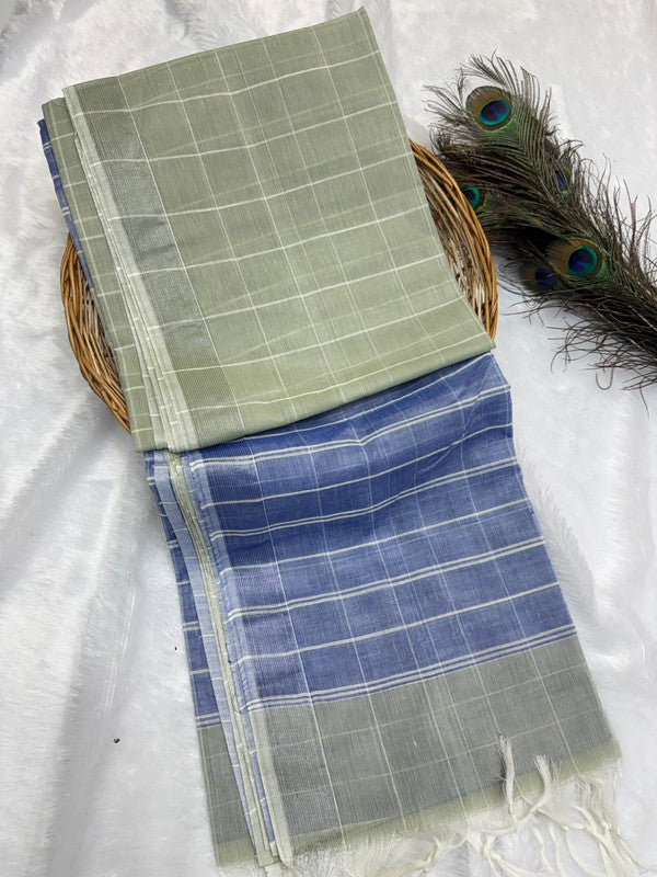 Dorothy cotton saree with zari and plain design
