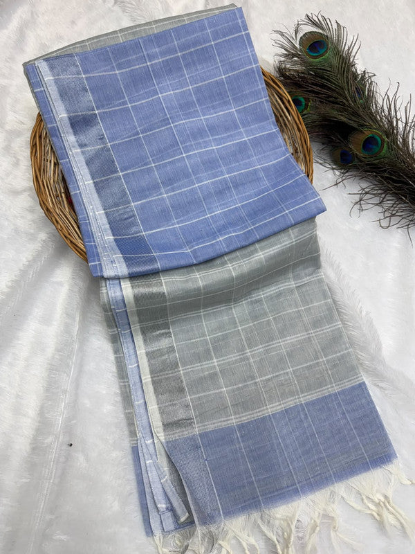 Dorothy cotton saree with zari and plain design