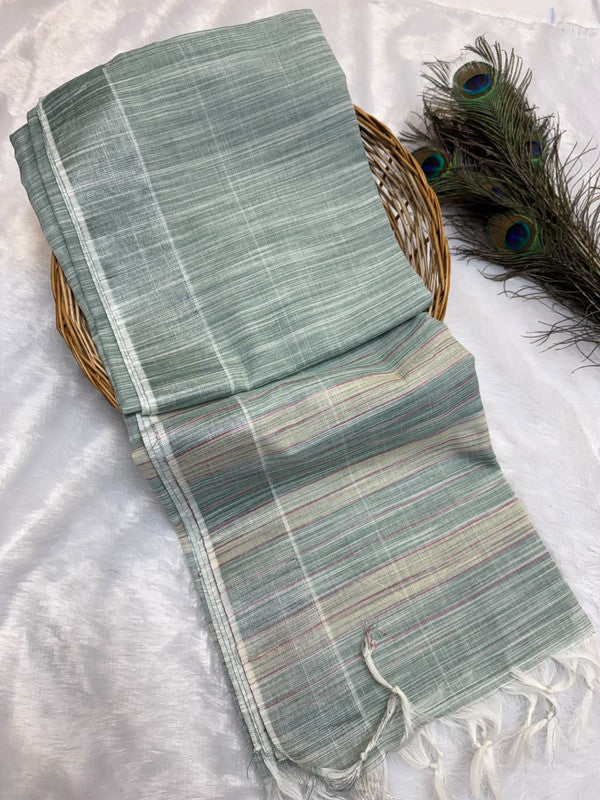 Dorothy cotton saree with zari and plain design