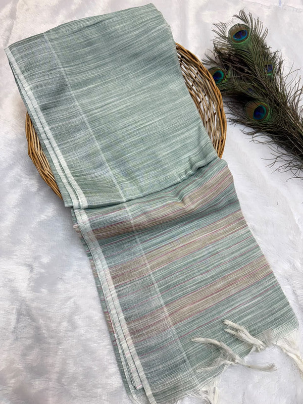 Dorothy cotton saree with zari and plain design