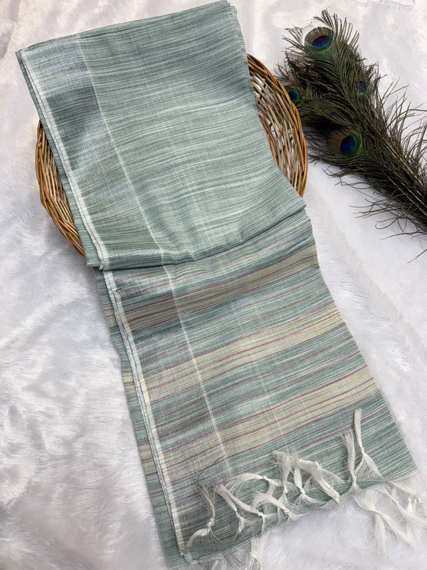 Dorothy cotton saree with zari and plain design