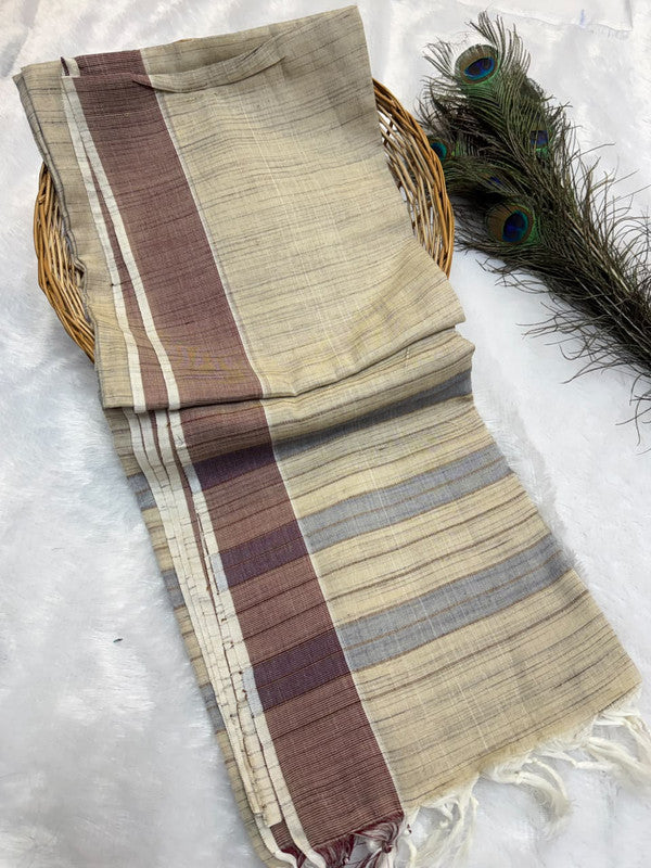 Dorothy cotton saree with zari and plain design