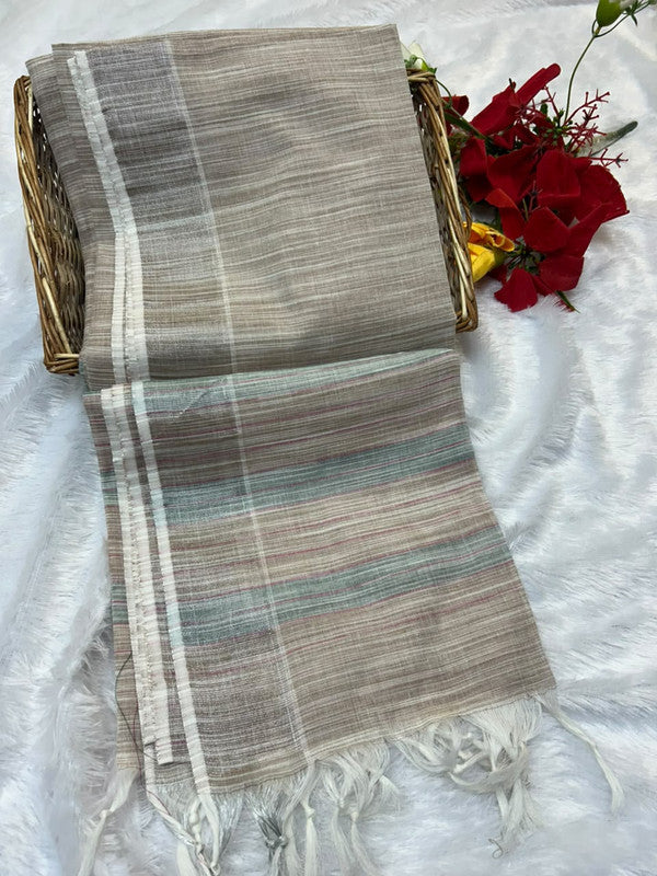 Dorothy cotton saree with zari and plain design