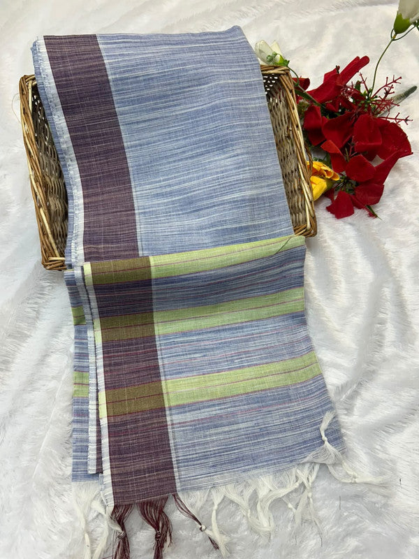 Dorothy cotton saree with zari and plain design