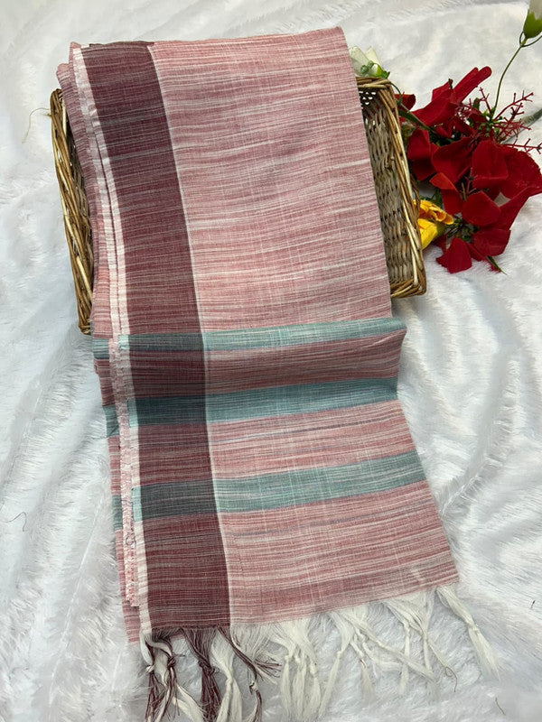 Dorothy cotton saree with zari and plain design