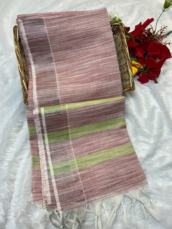 Dorothy cotton saree with zari and plain design