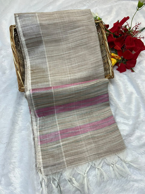 Dorothy cotton saree with zari and plain design