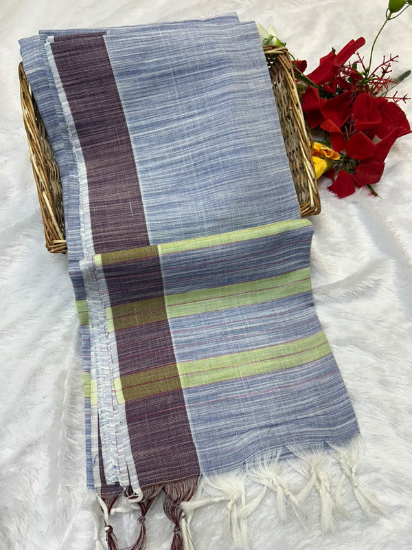 Dorothy cotton saree with zari and plain design