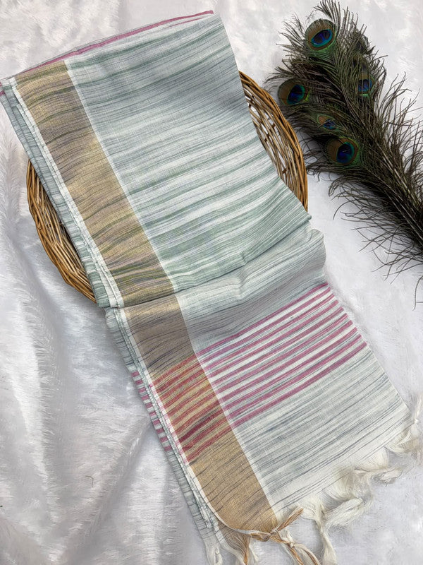 Dorothy cotton saree with zari and plain design
