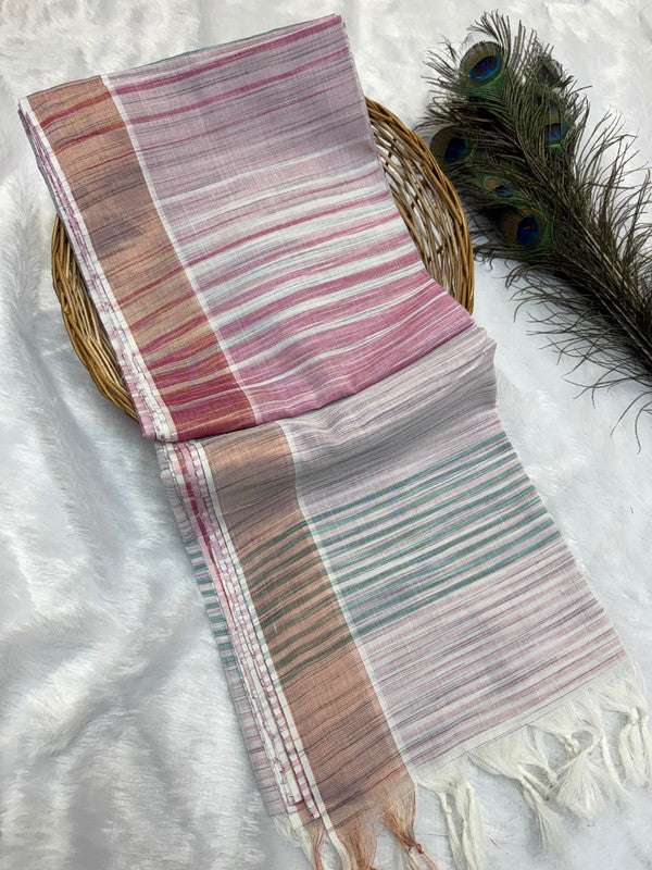 Dorothy cotton saree with zari and plain design