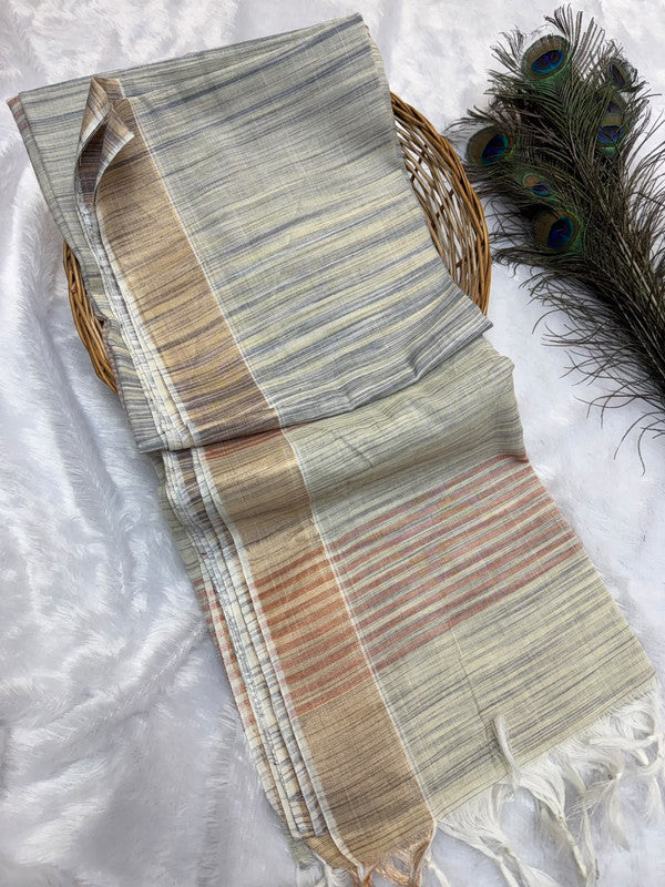 Dorothy cotton saree with zari and plain design
