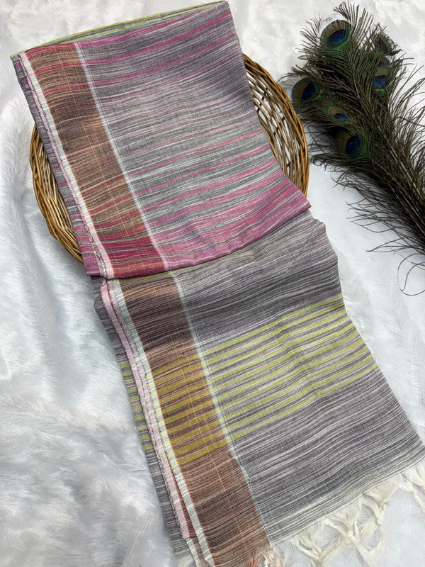 Dorothy cotton saree with zari and plain design