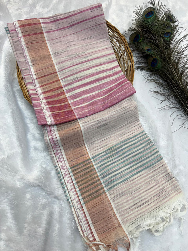 Dorothy cotton saree with zari and plain design