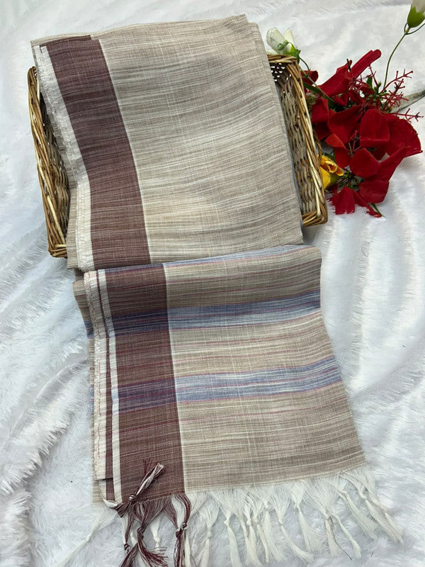 Dorothy cotton saree with zari and plain design