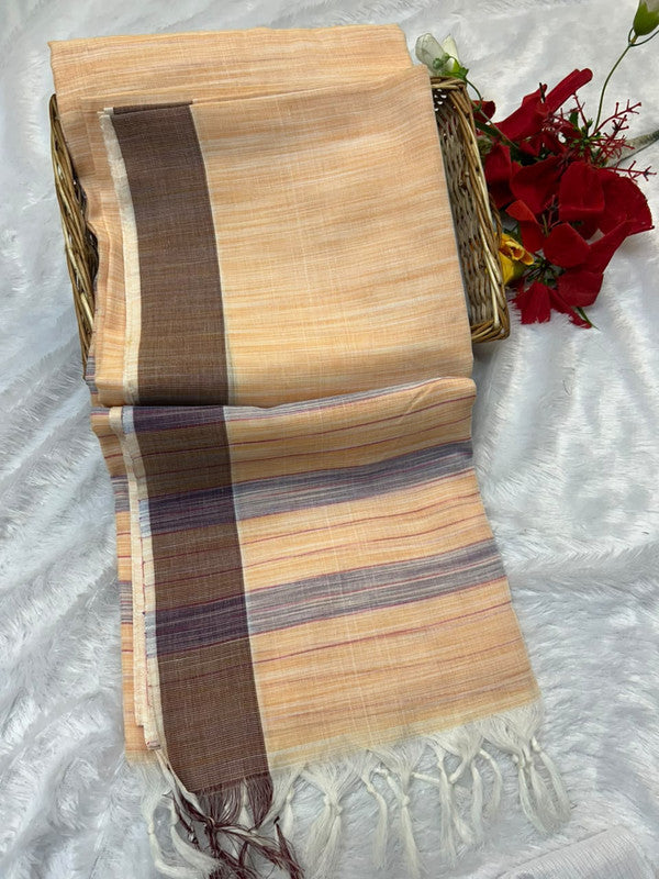 Dorothy cotton saree with zari and plain design